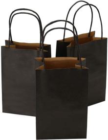 img 4 attached to 🛍️ 100pcs Ronvir Black Kraft Paper Bags with Handle – Shopping, Retail, Craft, Merchandise & Party Bags – 5.25 x 3.25 x 8 Inches