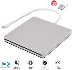 img 1 attached to 📀 Portable External Blu Ray DVD Drive Burner Player with High Speed Data for Laptop - USB3.0 Type-C, Windows & Mac Compatible