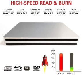 img 3 attached to 📀 Portable External Blu Ray DVD Drive Burner Player with High Speed Data for Laptop - USB3.0 Type-C, Windows & Mac Compatible
