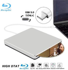 img 4 attached to 📀 Portable External Blu Ray DVD Drive Burner Player with High Speed Data for Laptop - USB3.0 Type-C, Windows & Mac Compatible