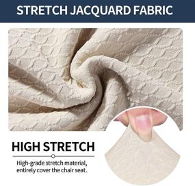 img 1 attached to 🪑 Beige Stretch Jacquard Chair Seat Covers for Dining Room - Set of 6, Removable Washable Anti-Dust Chair Seat Protector Slipcovers