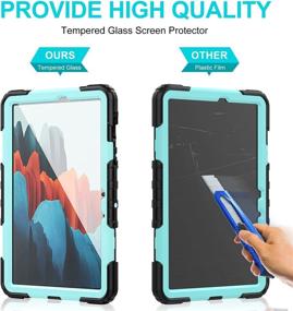 img 3 attached to 📱 2020 Samsung Galaxy Tab S7 11 SM-T870/T875/T878 Case - Kid-Proof, Full Body Protection with 9H Tempered Glass, 360° Rotating Kickstand, Hand & Shoulder Strap, S Pen Holder - Skyblue+Black