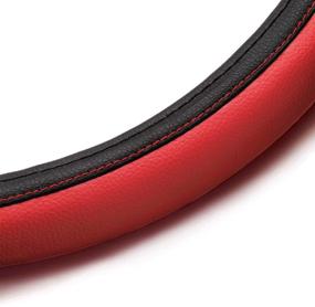 img 1 attached to 🚗 Elantrip Red Leather Steering Wheel Cover | Universal Anti-Slip Odorless (14 1/2 to 15 inch) for Car Truck SUV - Black