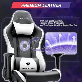 img 1 attached to Acestar Gaming Chair for Adults - High Back Adjustable Swivel Gamer Chair with Headrest, Racing Style Design, Comfortable and Sturdy - 400lbs Weight Capacity (White)