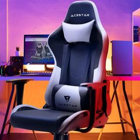 img 3 attached to Acestar Gaming Chair for Adults - High Back Adjustable Swivel Gamer Chair with Headrest, Racing Style Design, Comfortable and Sturdy - 400lbs Weight Capacity (White)