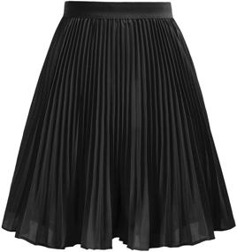 img 4 attached to GRACE KARIN Girl's Pleated Elastic Waist A-line Flared Midi Skirt: Age 6-12 Years - Find the Perfect Fit!