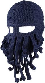 img 3 attached to 🐙 Kafeimali Men's Head Barbarian Vagabond Beanie: Unique Octopus Pirate Hats with Foldaway Beard for Bearded Caps