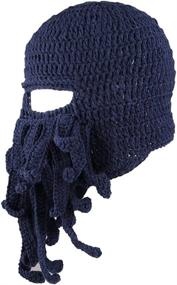 img 1 attached to 🐙 Kafeimali Men's Head Barbarian Vagabond Beanie: Unique Octopus Pirate Hats with Foldaway Beard for Bearded Caps