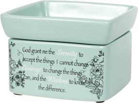 img 3 attached to 🕊️ Serenity Prayer Teal White Floral Electric 2 in 1 Jar Candle and Wax and Oil Warmer - Tranquil Home Fragrance Essential