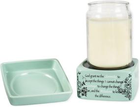 img 1 attached to 🕊️ Serenity Prayer Teal White Floral Electric 2 in 1 Jar Candle and Wax and Oil Warmer - Tranquil Home Fragrance Essential