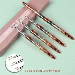 img 3 attached to BQAN 3pcs Nail Art Brushes, Nail Detail & Liner Striper Brushes for Nail Design. Rose Gold Nail Painting Tools with Multiple Sizes (7mm/9mm/11mm)