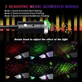 img 1 attached to 🚗 Enhance Your Car's Ambience with USB Car Roof Star Projector Night Light Sound Activated LED Interior Lamp - 9 Functional Modes, 24 Lighting Effects! Create Adjustable Romantic Decoration Strip Atmosphere Ambient Light with Easy Plug and Play.