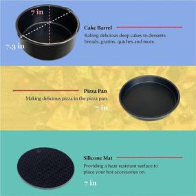 img 2 attached to 🔥 13PCS Air Fryer Accessories for Phillips, Nuwave, Gowise, Gourmia, Ninja, Dash Air Fryers - Fits 3.2-4.0-5.8QT Models. Includes 7 Inch Cake Pan, Pizza Pan, Silicone Baking Cups, Skewer Rack, and Parchment Paper