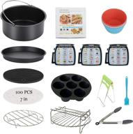 🔥 13pcs air fryer accessories for phillips, nuwave, gowise, gourmia, ninja, dash air fryers - fits 3.2-4.0-5.8qt models. includes 7 inch cake pan, pizza pan, silicone baking cups, skewer rack, and parchment paper logo