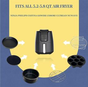 img 3 attached to 🔥 13PCS Air Fryer Accessories for Phillips, Nuwave, Gowise, Gourmia, Ninja, Dash Air Fryers - Fits 3.2-4.0-5.8QT Models. Includes 7 Inch Cake Pan, Pizza Pan, Silicone Baking Cups, Skewer Rack, and Parchment Paper