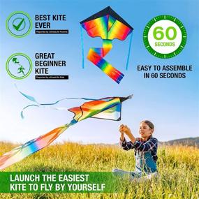 img 2 attached to XXXLarge Rainbow Kite: Enhanced 80m String, Safety Certified - Easy Flying, Giant 51-inch Wingspan for Kids and Adults