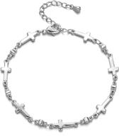 👧 women's girls' adjustable bracelet with sideways cross, platinum plated - jingran logo