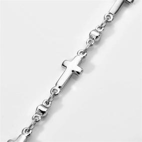 img 1 attached to 👧 Women's Girls' Adjustable Bracelet with Sideways Cross, Platinum Plated - Jingran