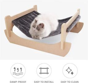 img 3 attached to 🐱 SONGWAY Cat Hammock Bed Wood Frame - Comfortable & Stylish Hanging Cat Hammock Chair for Indoor Cats - Perfect Resting Spot for Large Cats and Small Dogs - Washable Plush Gray Cradle Bed