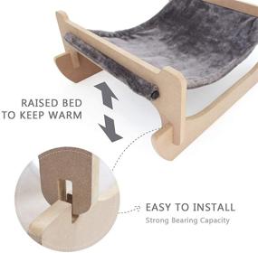 img 1 attached to 🐱 SONGWAY Cat Hammock Bed Wood Frame - Comfortable & Stylish Hanging Cat Hammock Chair for Indoor Cats - Perfect Resting Spot for Large Cats and Small Dogs - Washable Plush Gray Cradle Bed