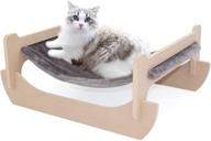 🐱 songway cat hammock bed wood frame - comfortable & stylish hanging cat hammock chair for indoor cats - perfect resting spot for large cats and small dogs - washable plush gray cradle bed logo