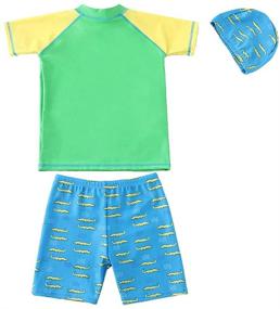 img 3 attached to Cartoon Sun Protection Swimwear Bathing Suit: Toddler Baby Boys 2-Piece Rash Guard Swimsuits for Kids