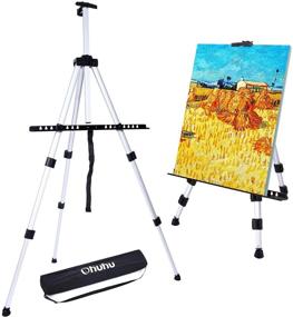 img 4 attached to 🎨 66-Inch Artist Easel Stand by Ohuhu, Aluminum Field Easel with Bag for Table-Top/Floor, Adjustable Height from 21-Inch to 66-Inch, Back to School Art Supplies for Students & Children - Ideal Gift