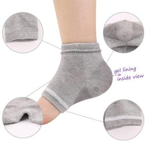 img 3 attached to Heel Moisturizing Socks – Open Toe, Comfortable and Breathable, with Gel Lining for Cracked Heels, Tendinitis and Pain Relief- 4 Pcs in White and Grey