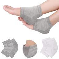 heel moisturizing socks – open toe, comfortable and breathable, with gel lining for cracked heels, tendinitis and pain relief- 4 pcs in white and grey logo