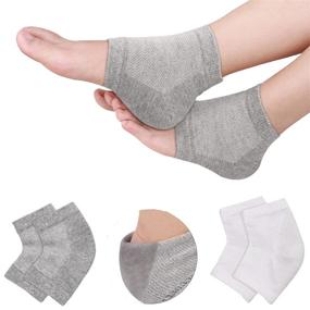 img 4 attached to Heel Moisturizing Socks – Open Toe, Comfortable and Breathable, with Gel Lining for Cracked Heels, Tendinitis and Pain Relief- 4 Pcs in White and Grey