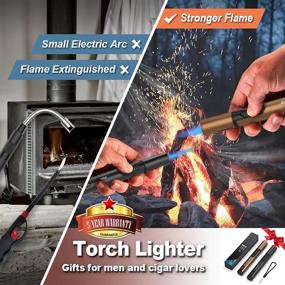 img 1 attached to 🔥 JEVSTU Torch Lighter, 2 Pack Butane Lighter with Fuel Level Window - Candle, Grill, Cooking, Survival - Men's Gifts, Brown Black - Windproof, Long Flame Jet Torch - Fluid Not Included