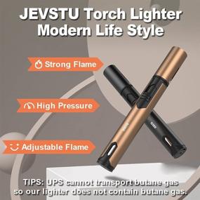 img 3 attached to 🔥 JEVSTU Torch Lighter, 2 Pack Butane Lighter with Fuel Level Window - Candle, Grill, Cooking, Survival - Men's Gifts, Brown Black - Windproof, Long Flame Jet Torch - Fluid Not Included