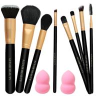 10-piece makeup brushes set on sale – professional brush kit with 2 beauty blenders, kabuki flat top foundation, powder, highlighter, contour, eyeshadow, and concealer brushes. logo