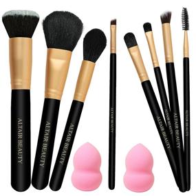 img 4 attached to 10-Piece Makeup Brushes Set on Sale – Professional Brush Kit with 2 Beauty Blenders, Kabuki Flat Top Foundation, Powder, Highlighter, Contour, Eyeshadow, and Concealer Brushes.