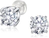 💎 natural topaz stud earrings: sterling silver & white gold plated, 1ct - 2ct round cut lab created diamond accents - stunning jewelry for girls, women, and men logo