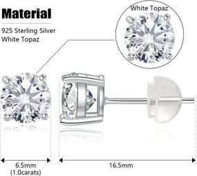 img 3 attached to 💎 Natural Topaz Stud Earrings: Sterling Silver & White Gold Plated, 1ct - 2ct Round Cut Lab Created Diamond Accents - Stunning Jewelry for Girls, Women, and Men