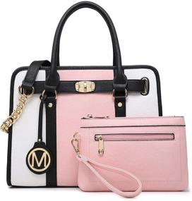 img 4 attached to Black Two Tone Handbag for Women - Stylish Satchels, Handbags & Wallets