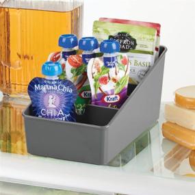 img 2 attached to 🗄️ mDesign Plastic Food Packet Organizer Bin Caddy - Kitchen Storage Station for Pantry, Cabinet, Countertop - Ideal for Spice Pouches, Dressing Mix, Hot Chocolate, Tea, Sugar Packets - Set of 2 - Charcoal Gray