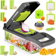 🥦 grey+white manual vegetable chopper slicer dicer, 12 in 1 cutter with container - onion chopper, mandolin chopper for pro slicing & dicing logo