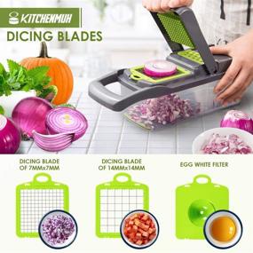 img 2 attached to 🥦 Grey+White Manual Vegetable Chopper Slicer Dicer, 12 in 1 Cutter with Container - Onion Chopper, Mandolin Chopper for Pro Slicing & Dicing