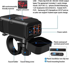 img 2 attached to Водонепроницаемое зарядное устройство для телефона от мотоцикла Vemote SAE на USB, 12 вольт, с двумя портами быстрой зарядки, адаптером с QC 3.0, 6,8А, вольтметром, выключателем и предохранителем - подходит для телефона, GPS, планшета (7/8-дюймовый руль, красный)