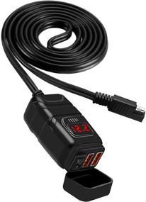 img 4 attached to Водонепроницаемое зарядное устройство для телефона от мотоцикла Vemote SAE на USB, 12 вольт, с двумя портами быстрой зарядки, адаптером с QC 3.0, 6,8А, вольтметром, выключателем и предохранителем - подходит для телефона, GPS, планшета (7/8-дюймовый руль, красный)