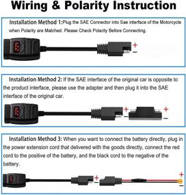 img 3 attached to Водонепроницаемое зарядное устройство для телефона от мотоцикла Vemote SAE на USB, 12 вольт, с двумя портами быстрой зарядки, адаптером с QC 3.0, 6,8А, вольтметром, выключателем и предохранителем - подходит для телефона, GPS, планшета (7/8-дюймовый руль, красный)