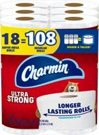 🧻 бумажная тряпка charmin ultra strong: 18 супер мега рулонов (108 обычных рулонов) - высокая прочность и пакет экономии логотип