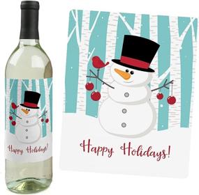 img 3 attached to Snowman Holiday and Christmas Wine Bottle Label Stickers - Set of 4 - Party Decorations for Women and Men - Let It Snow