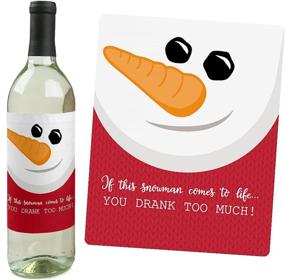 img 1 attached to Snowman Holiday and Christmas Wine Bottle Label Stickers - Set of 4 - Party Decorations for Women and Men - Let It Snow