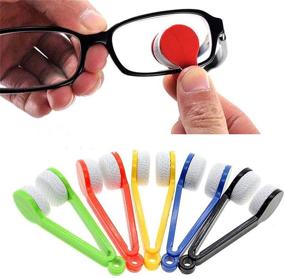 img 4 attached to 👓 Convenient 5 Pcs Mini Microfiber Glasses Eyeglasses Cleaner Set: Soft Brush Cleaning Tool & Cleaning Clip in Blue, Green, Black, Red, and Orange