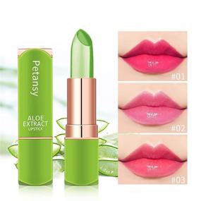 img 3 attached to Petansy 3 Packs Aloe Vera Lipstick – Long Lasting Moisturizing Lip Balm with Nutrients, Magic Temperature Color Change Lip Gloss Set(A)