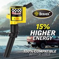 bravex 8 pack curved boot ignition coil - boost ford lincoln mercury 4.6l 5.4l v8 performance by 15% with dg508 c1454 c1417 fd503 upgrade (yellow) logo