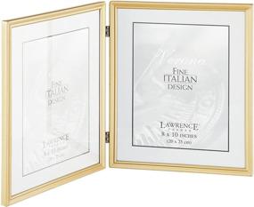 img 4 attached to 🖼️ Antique Brass Hinged Double Picture Frame by Lawrence Frames - Elegant Bead Border Design for 8x10 Photos